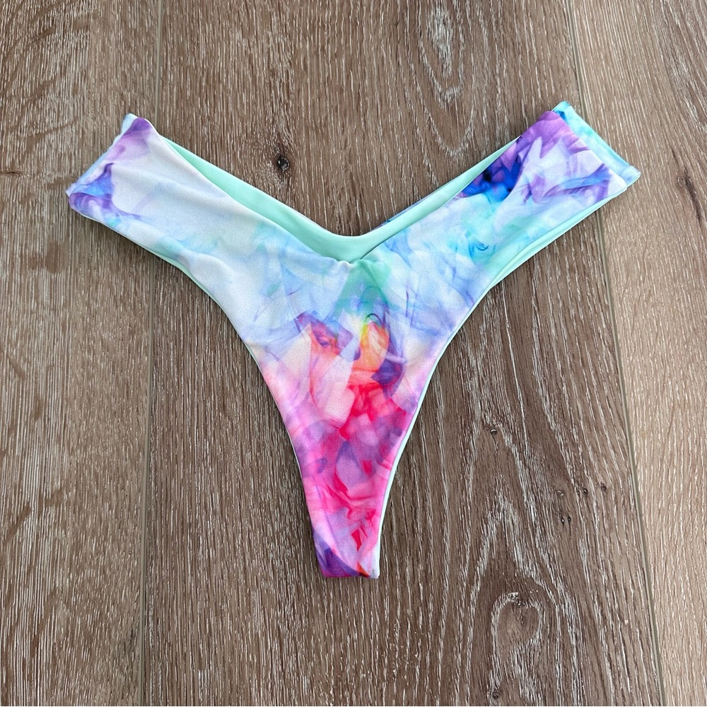 Women’s Reversible Rainbow Tie-Dye V-Front Bikini Bottom